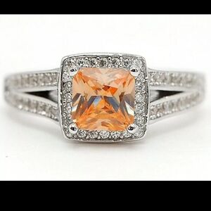 Padparadscha Sapphire & Topaz Silver Ring